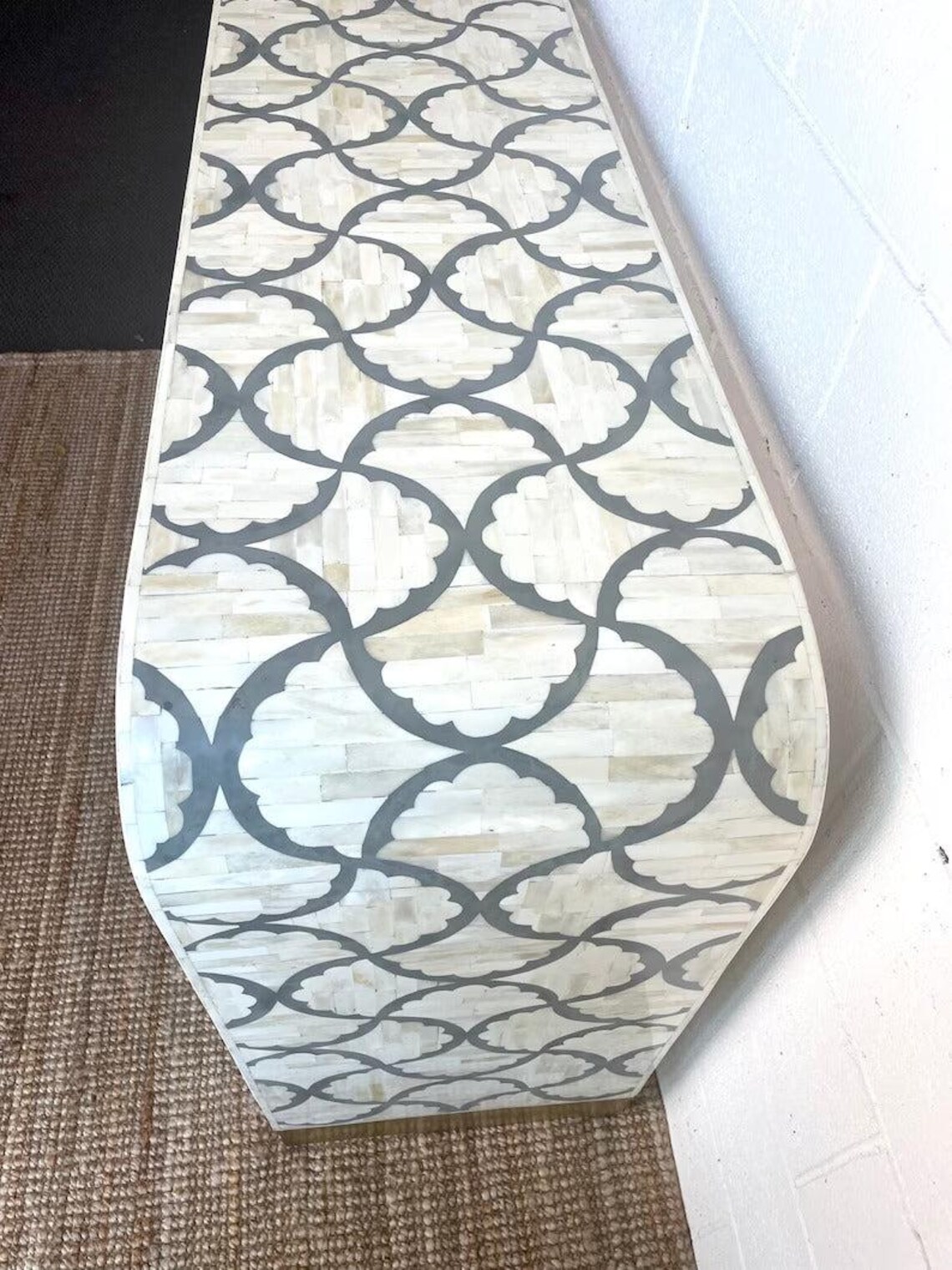 Fish Inlay End Table Handmade Bone Inlay Console Table: Fish Scale Waterfall Design - Etsy