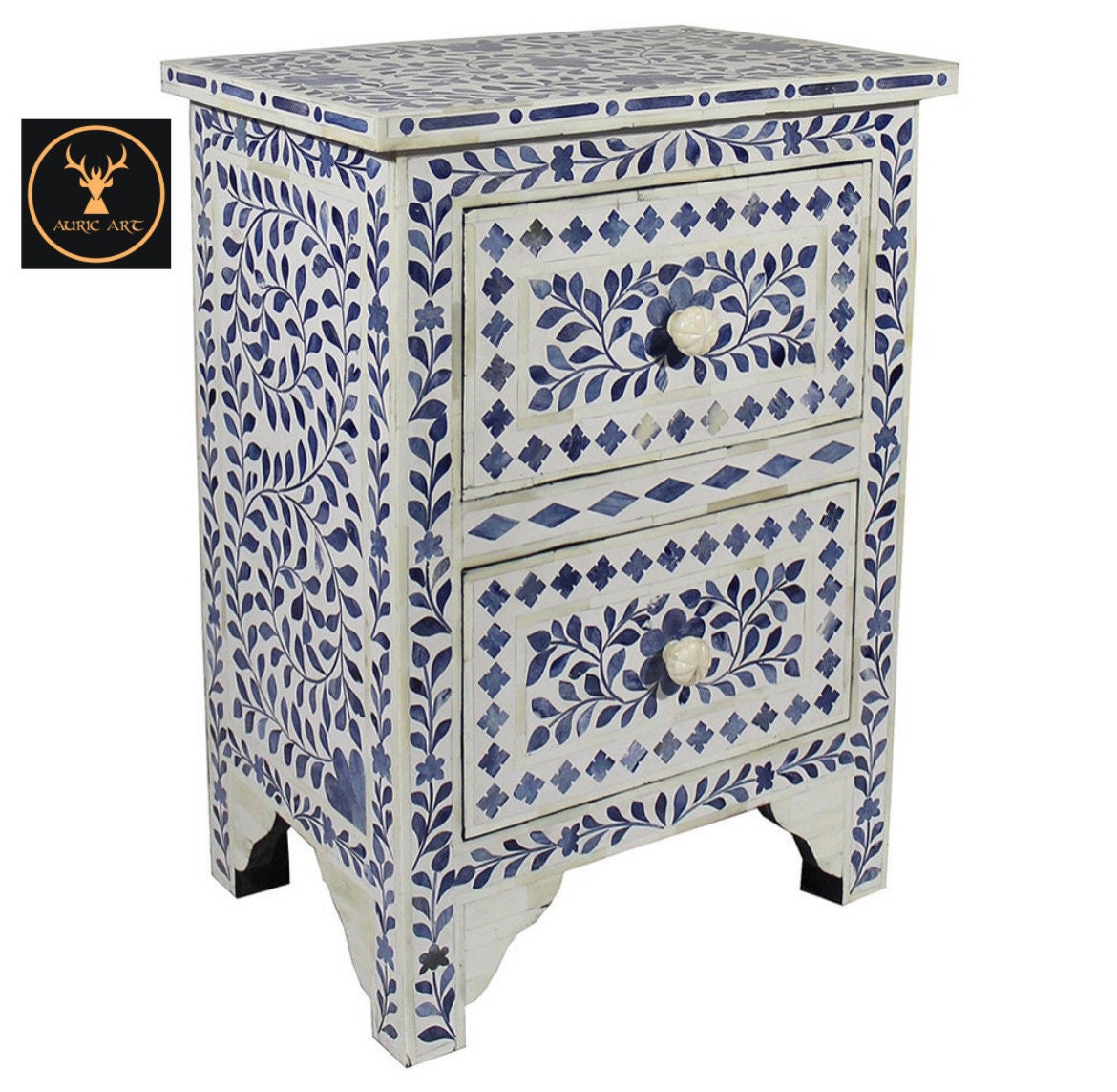 Bone Inlay Two Drawer Bedside Table / Side Table / Night Stand - Etsy