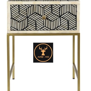 Luxury Bone Inlay Bedside Table / Side Table / Nightstand With One Drawer