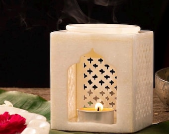 Marble Flower Lattice Aroma Oil Burner with one Fragrance Oil
