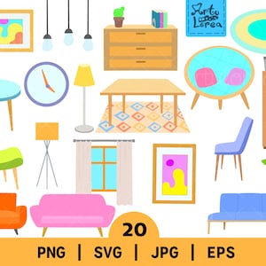 Hand Drawn Furniture Bundle, Vector, 20 Living Room Designs png SVG JPG EPS, Home Decor Graphics, Interior Elements, Cricut Files, Digital