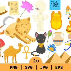 Egypt Clipart Bundle, Vector, png SVG EPS JPG, 20 Designs, Ancient Egypt Clip Art, Pharaoh Pyramid Graphics, Kids Educational Download