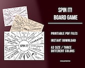 Spin The Bottle Game, Party Game Printable, Birthday Game, Board Game Printable, Fun And Challenging Activity For All Ages, A3 Size PDF