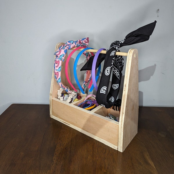 Open Display Tall Headband Holder Paintable and Hair Accessories Box, Wooden Organiser, Paint Your Own Box Head Band Accessories Storage