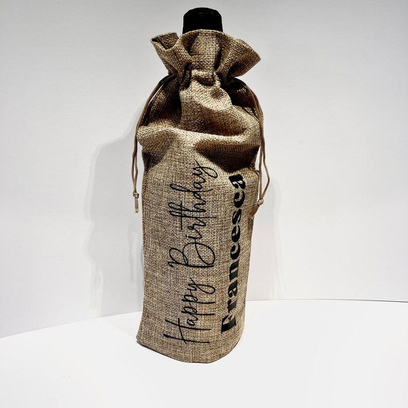 Personalised Hessian Happy Birthday Wine Gift Bag Custom Etsy