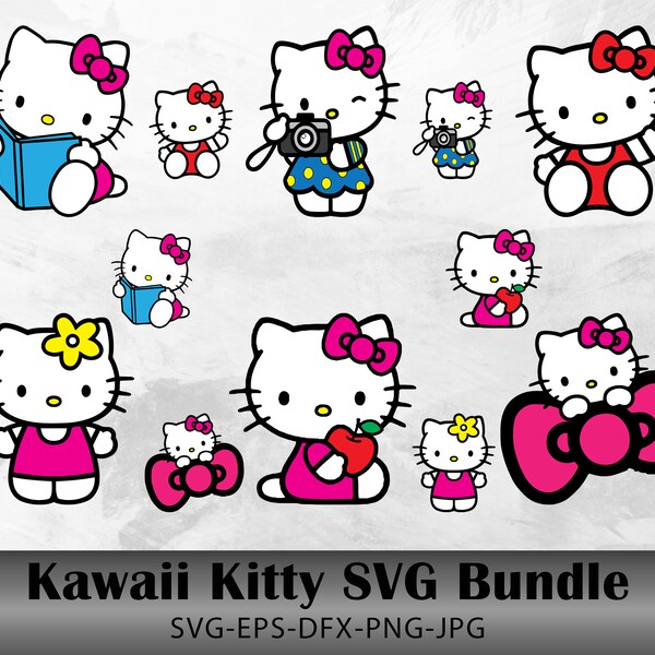 Kawaii Kitty Svg, Cute Cat Svg, Kitty Svg, Kawaii Kitty Clipart, Kawaii Kitty Svg Bundle, Kawaii Kitty Svg, Png Cut File Cricut Silhouette