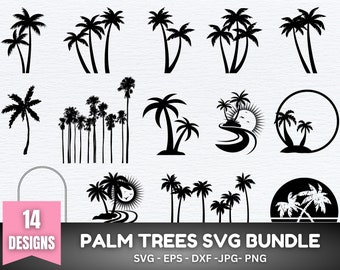 Palm Tree SVG Bundle, Palm Tree PNG, Palm Trees, Palm tree Stickers, Tree Svg, Palm Tree Wall Art, Beach life svg, Island palm tree svg