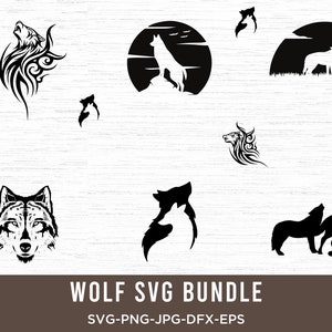 Wolf SVG Bundle, Wolf Schnittdateien für Cricut, Wolf zwar, Wolf Png-Bundle, Wolf Clipart, Wolf zwar, heulender Wolf Art, Werwolf Art, Png, Dfx, Eps