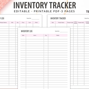 Editable Inventory log, Inventory Tracker, Product inventory, Inventory Management, Inventory Template, Inventory sheet, Product Inventory image 1