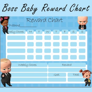 Printable Boss Baby Reward Chart for kids, Daily Chore Chart, Kids Routine Chart, Toddler Reward Chart, Kids Printable Reward Chart