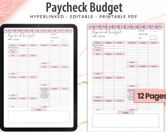 May include: A printable PDF budget planner with 12 pages. The budget planner is designed to help you track your income, expenses, savings, and debt. The planner includes a section for each month of the year, as well as a summary page. The planner is hyperlinked and editable.
