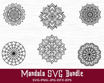 Mandala Svg-bundel, Mandala bloem Svg, Mandala Clipart, Mandala Svg Cut-bestanden voor Cricut, Mandala silhouet, Mandala gesneden bestand, Mandala