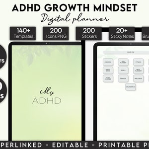 ADHD Planner Digital, ADHD Planner Adult, ADHD Journal, 100% Editable Adhd, Adhd Planner Digital, Adhd Life Planner, Printable Adhd Planner