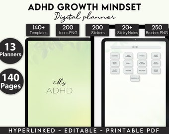 ADHD Planner Digital, ADHD Planner Adult, ADHD Journal, 100% Editable Adhd, Adhd Planner Digital, Adhd Life Planner, Printable Adhd Planner