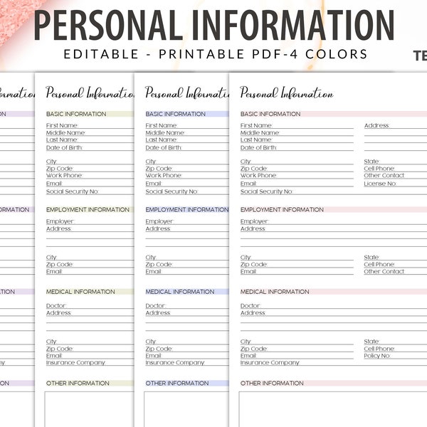 Emergency Medical Information Template Etsy Emergency Medical Information Template Etsy