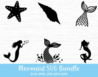 Mermaid svg bundle, Mermaid Clipart SVG Bundle, Mermaid Svg, Clam Shell Svg, Mermaid Tail Svg, Starfish Svg, Shell Svg, Mermaid Birthday Svg