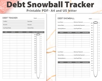 Printable Debt Snowball Tracker, Debt Snowball Printable, Debt Tracker, Debt Payment, Debt Payoff Tracker, Budget Planner, Debt Log