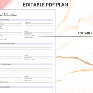Editable Personal Information, Personal Information Template, Personal ...