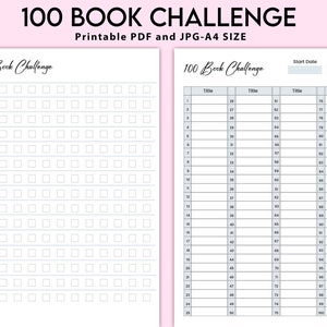 Printable 100 Book Reading Challenge 100 Book Challenge - Etsy