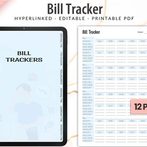 Editable Yearly Bill Payment Tracker, Bill Payment Log, Bill Payment Tracker, Bill Pay Checklist Organizer, Digital Bill Payment