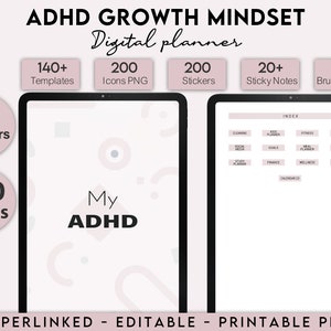 ADHD Planner Adult, ADHD Planner Digital, ADHD Journal, 100% Editable Adhd, Adhd Planner Digital, Adhd Life Planner, Printable Adhd Planner