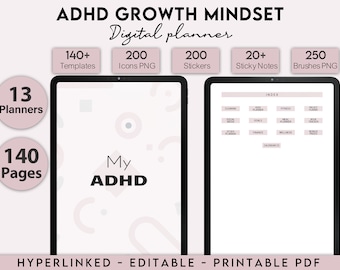 ADHD Planner Adult, ADHD Planner Digital, ADHD Journal, 100% Editable Adhd, Adhd Planner Digital, Adhd Life Planner, Printable Adhd Planner