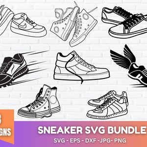 Sneakers SVG-bundle, Sneaker svg, Sneaker Png, Turnschuhe, Sneaker, Fashion svg, svg-Dateien für Cricut, Laufschuhe svg, Stiefel svg