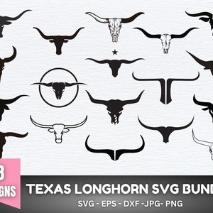 Texas Longhorn Cow Skull svg Bundle, Cow Skull Svg, Bull Skull Svg, Cow Skull Png, Cute Horn Skull Svg, Horn Svg, Long Horn Svg