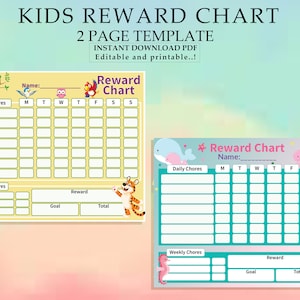 Reward Chart for kids, Daily Chore Chart, Kids Routine Chart, Toddler Reward Chart, Kids Printable Reward Chart, Kids Chore Chart Printable