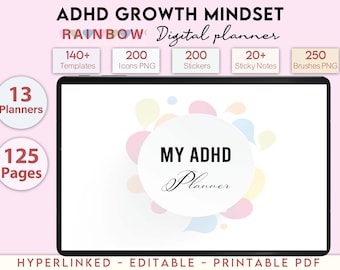 ADHD Planner, ADHD Planner Adult, ADHD Journal, 100% Editable Adhd, Adhd Planner Digital, Adhd Life Planner, Printable Adhd Planner