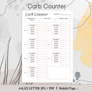 Carb Counter, Carb Counting, Carb Tracker, Keto Diet Tracker, Diet Log