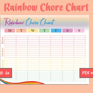 Printable Rainbow Chore Chart for Kids, Daily Chore Chart, Kids Routine ...