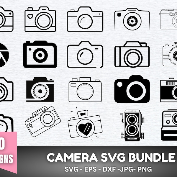 Camera SVG Bundle, Photography SVG, Photos Svg, Camera Clipart, Camera Cut File, Camera Silhouette, Camera Vector, Camera Png, Camera Cricut