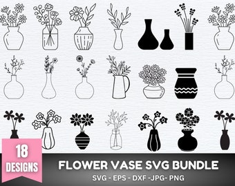 Flower Vase Svg Bundle, Flower Vase Svg, Flower Bouquet Svg, Vase Svg, Flower Vase, Vase Cut File, Vase Clipart, Flower Vase Svg File