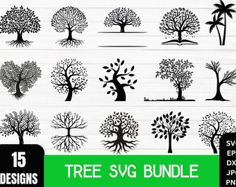 Lot svg arbre, lot Svg arbre généalogique, svg racines d'arbre, nos racines SVG, svg de la famille, arbre de vie des cliparts, fichier coupé arbre, arbre, Svg arbres