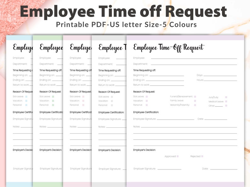 Printable Employee off Request, Employee Timeoff Request Template