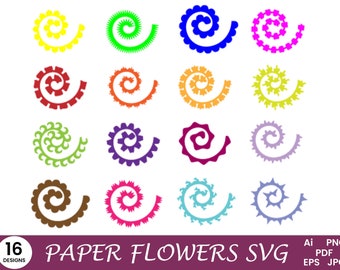 Rolled Flower svg template,Paper flower SVG, Paper flower & leaf SVG bundle, 3d flower svg, Paper Flower Template, Digital files