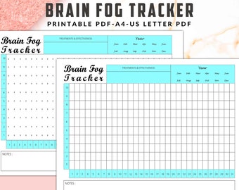 Monthly Brain fog tracker, Printable Brain Fog Tracker, Chronic Brain Fog, Monthly Chronic Illness, A4, US letter PDF