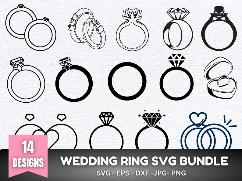 Wedding Ring SVG Bundle, Wedding Svg, Diamond Ring Svg, Engagement Ring ...