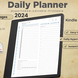 Kindle Scribe Daily Planner Bundle, Kindle Scribe Template, Kindle scribe Digital Planner, Daily Planner, Daily planner 2024, daily planner