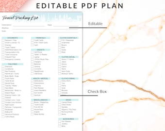 Bearbeitbare Reisepackliste, Reisepackliste druckbar, Packliste, Reiseveranstalter, Packliste bearbeitbar, Reiseplaner