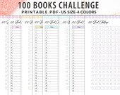 Printable 100 book reading challenge, 100 Book Challenge, Reading Challenge, Reading Tracker, Book Counter, Book Tracker Printable