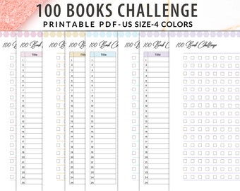 Editable Printable 100 Book Reading Challenge, 100 Book Challenge ...