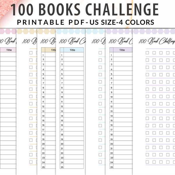 100 Book Reading Challenge Printable - Etsy