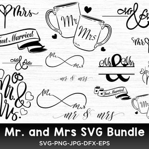 Mr and Mrs 2024 SVG Bundle, Mr and Mrs Split Monogram SVG, Hubby Wifey 2024 SVG, Mr and Mrs Png, wedding svg Bundle, Bride Groom svg Cricut