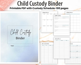 Child Custody Bider, Custody Planner Printable, Single parent organizer, child support tracker, Custody Planner, Child Support