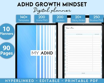 ADHD Planner, ADHD Planner Adult, ADHD Journal, 100% Editable Adhd, Adhd Planner Digital, Adhd Life Planner, Printable Adhd Planner