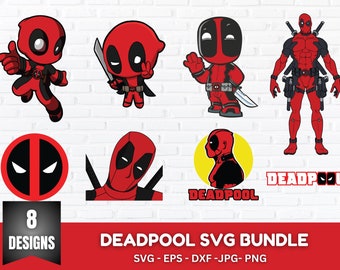 Paquete SVG de Deadpool, Deadpool Cricut, Archivos de corte SVG de Deadpool, Deadpool Png, Superhéroe SVG, Bebé muerto SVG, Silueta de Deadpool Clipart