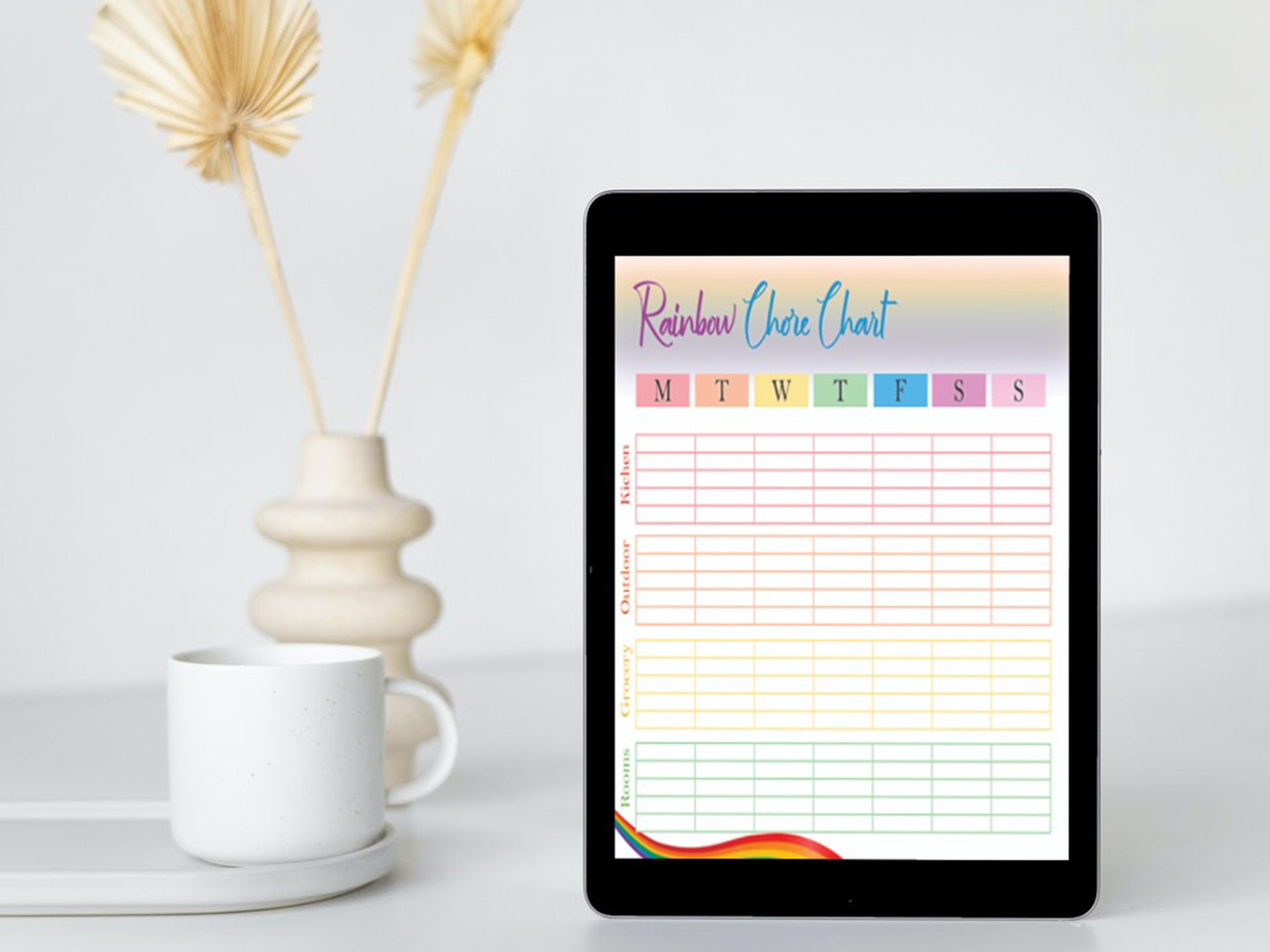 Printable Rainbow Chore Chart for Kids, Daily Chore Chart, Kids Routine ...