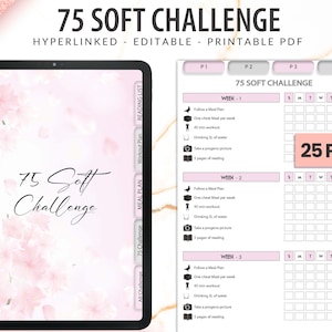 Editable 75 SOFT Challenge, Printable 75 SOFT Challenge, 75soft Editable, 75 Soft, Easier 75, Easy , Meal Planner, Reading list, Digital